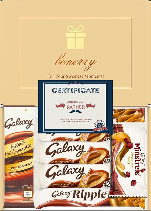 Benerry Chocolate Gift Box Hamper - 7 Treats for Dad - Smooth Sweet Box of Chocolates