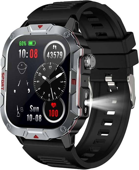 Smart Watch for Women Men (Answer/Make Calls) Compatible with iPhone/Android Phones, 2.01" HD Screen Outdoor Sport Running Watches Health Tracker Heart Rate Monitor Step Counter (Black)