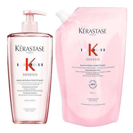 KERASTASE Genesis Hydra-Fortifiant Shampoo & Refill, For Weak Hair 16.9 Fl Oz