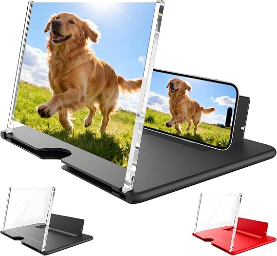 12 Inch Screen Magnifier for Smartphone, 3D Hd Mobile Phone Screen Amplifier 2026 Newest Version, Gadgets for Teenage Boys Gifts, Folding Stand Holder Portable Movie Video Game