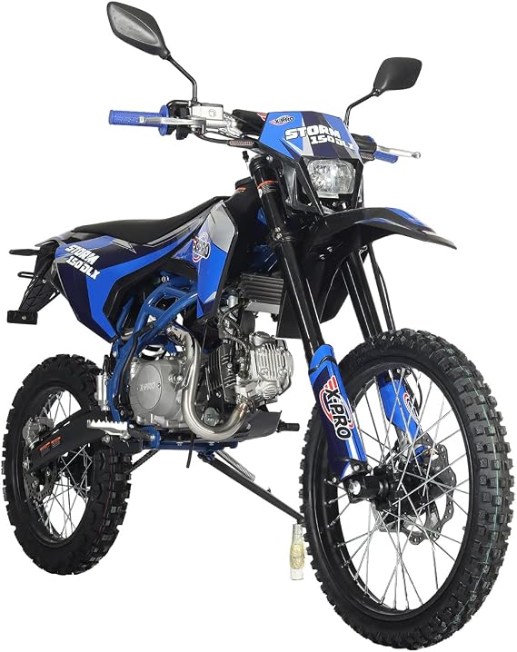 X-PRO 150 Dirt Bike Storm DLX 150 4-Speed Manual Transmission with All Lights, Electric/Kick Start, Big 19"/16" Tires! | Manual Transmission