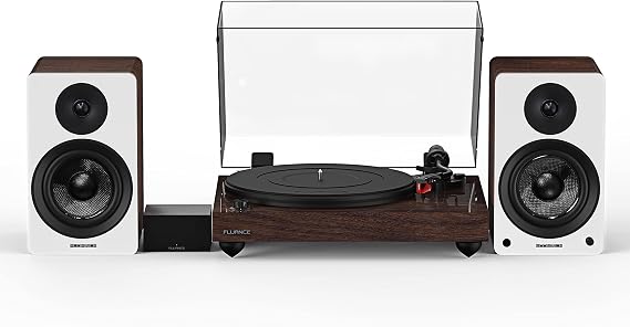 Fluance Reference RT83 High Fidelity Vinyl Turntable (Natural Walnut), PA10 Phono Preamp, Ai41 Powered 5" Bookshelf Speakers (White Walnut), Ortofon 2M Red Cartridge, 90W Class D Amplifier, Bluetooth