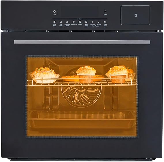 24 Inch Single Wall Oven, Built-In Electric Convection Oven with Air Frying Function, 2.5 Cu. Ft. Capacity, 3000W Power, Touch Control, and Versatile Cooking Options