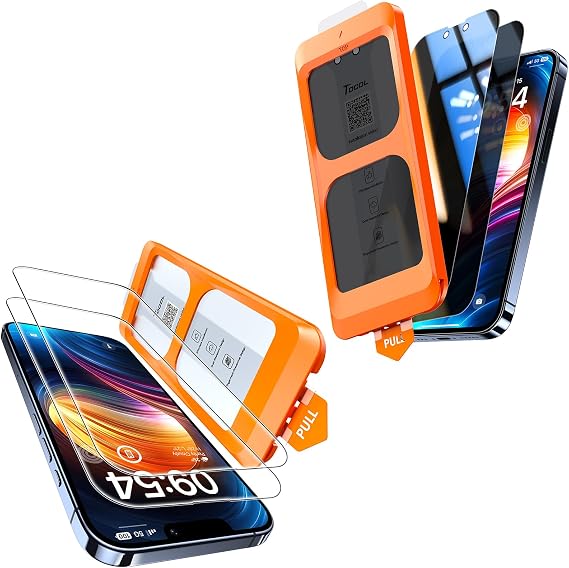 TOCOL for iPhone 12 Pro Max Screen Protector & Privacy Screen Protector 9H Hardness Military Grade Shatterproof HD Tempered Glass Easy Installation 2 Pack+2 Pack