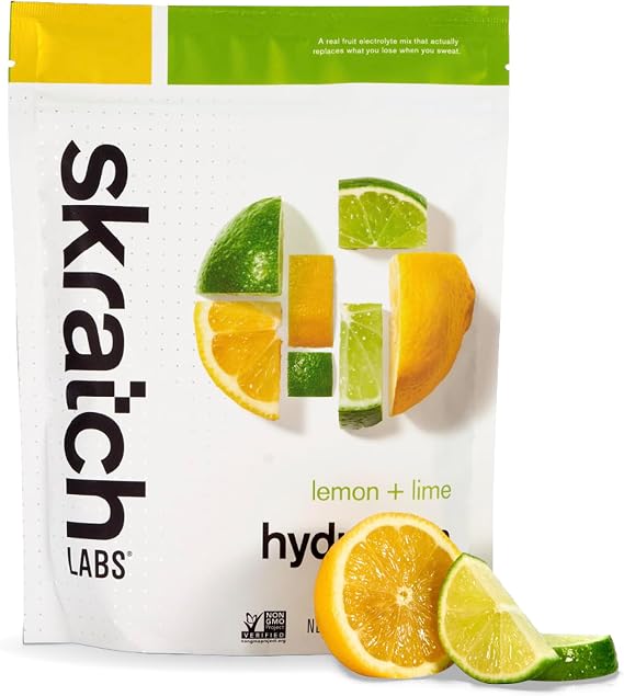 Skratch Labs Hydration Sports Drink Mix RealFruit Electrolyte Powder for Fast Hydration & Endurance | Lemon & Lime | 20 Servings | Vegan, NonGMO, Clean Ingredients