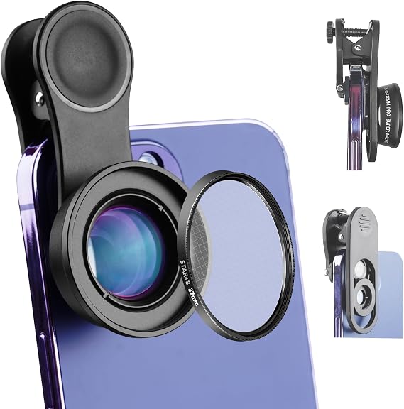 120MM Macro Lens for iPhone - 5K HD 10X Super Macro with Starlight Filter, Professional Universal Clip Phone Camera Lens for Photo Video Lens of iPhone Samsung Android