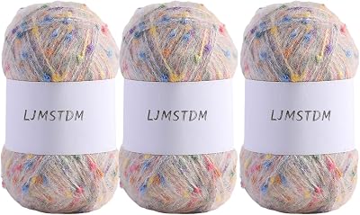 LJMSTDM Soft Mohair Yarn, 3 Skeins Cashmere Hand Crochet Yarn for DIY Crochet & Knitting, Fluffy, Soft #D