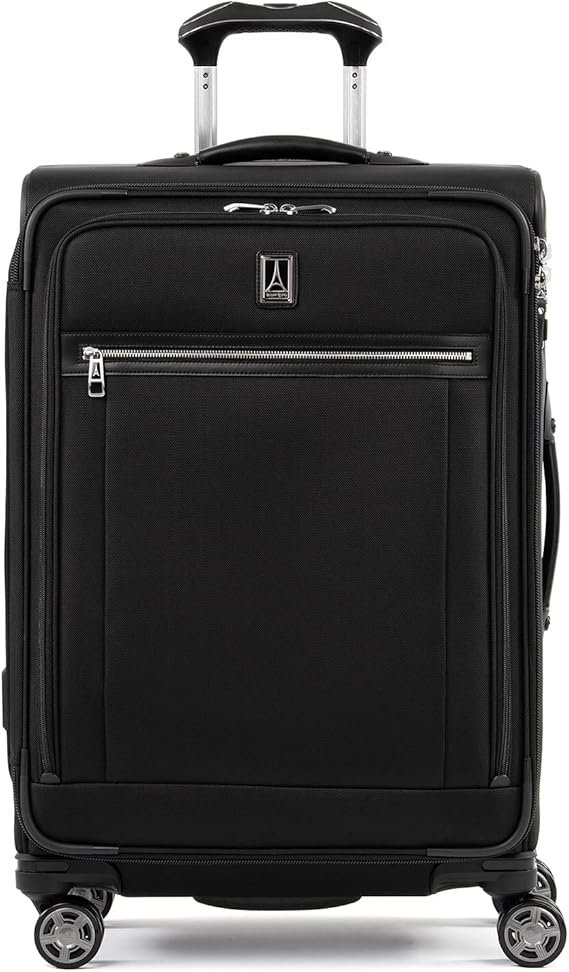 Travelpro Platinum Elite Softside Expandable Spinner Wheel Luggage, Shadow Black, Checked-Medium 25-Inch, Platinum Elite Softside Expandable Spinner Wheel Luggage
