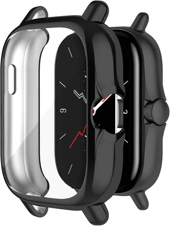 FitTurn Compatible with Amazfit GTS 2/GTS3 Screen Protector Case Cover Replacement All- Around Plating Process Metal Color TPU Shockproof Case Guard Thin Bumper Shell for GTS2/GTS 2E/ GTS 3 GPS Watch