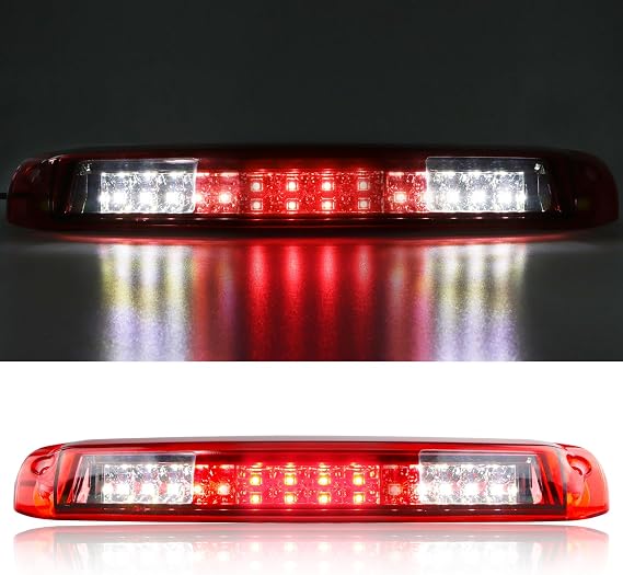 Tresound 3rd Third Brake Light for Chevy Silverado/GMC Sierra 1500 2500 3500 HD Classic 1999-2006 LED Cargo Light High Mount Lamp, Chrome Housing Red Lens
