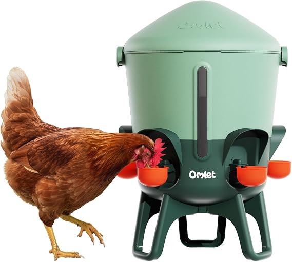 Omlet Insulated Chicken Waterer, 3 Gallon | Automatic Poultry Water Dispenser with 5 Cups & Nipples Included | BPA-Free | Anti-Roost Lid | Sage Green