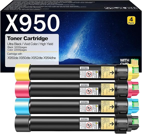 X950 Toner Cartridge Compatible for Lexmark X950 X950X2KG X950X2CG X950X2YG X950X2MG Toner Cartridges Replacement for Lexmark X950de X950dte X952dte X954dhe Printers Combo Pack