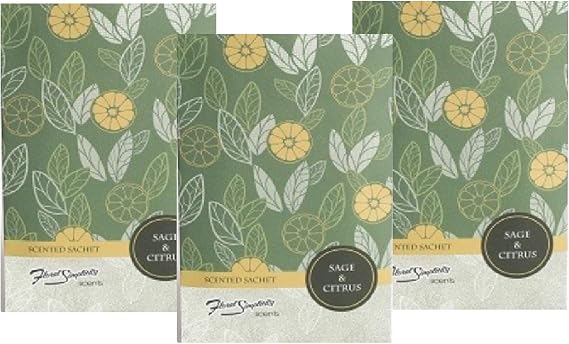 Sage and Citrus Scented Sachets Pack of 3, Everyday - Long-Lasting Scented Bags, Home Fragrance, Air Freshener & Deodorizer for Closet, Room, Drawer, or Cars, Made in USA