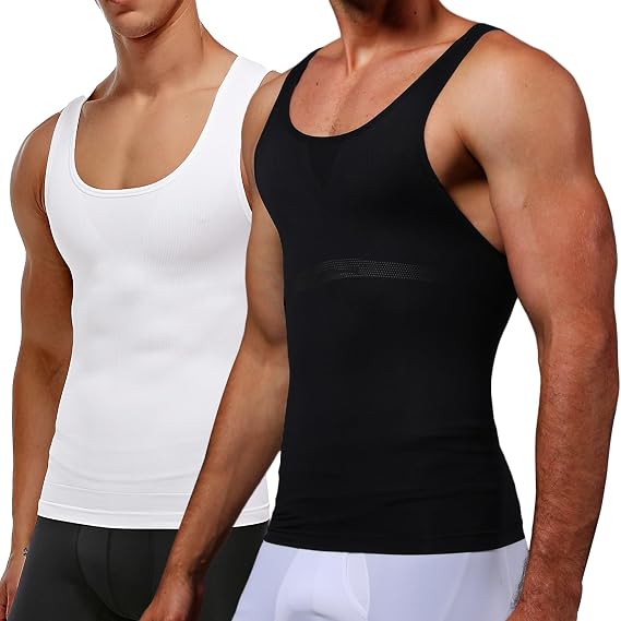 MISS MOLY Compression Shirts for Men Shapewear Vest Body Shaper Abs Abdomen Slim Tank Top Undershirt