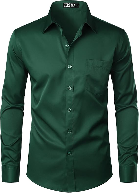 ZEROYAA Mens Urban Casual Business Slim Fit Dress Shirt