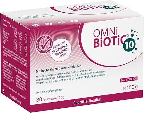 OMNi BiOTiC 10 Antibiotikum? Darmflora ergänzen Empfehlenswert ab dem ersten Tag einer Antibiotika-Therapie Pulver Zur täglichen Anwendung Mit Inulin Vegan Glutenfrei 30 Portionen