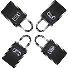 Portable Key Lock Box for House Key, Weatherproof Resettable Code House Key Safe Security Lock(4 Pack, Black)