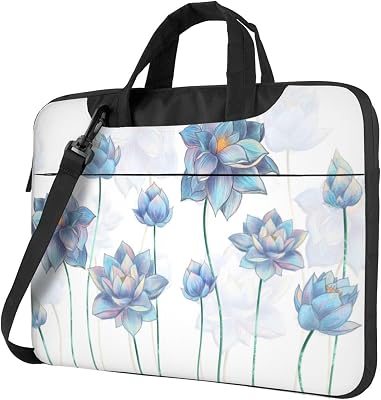Pale Blue Lotus Flowers for 360 Protection Laptop Bag for 13-15.6 Inch, Business Messenger Briefcase