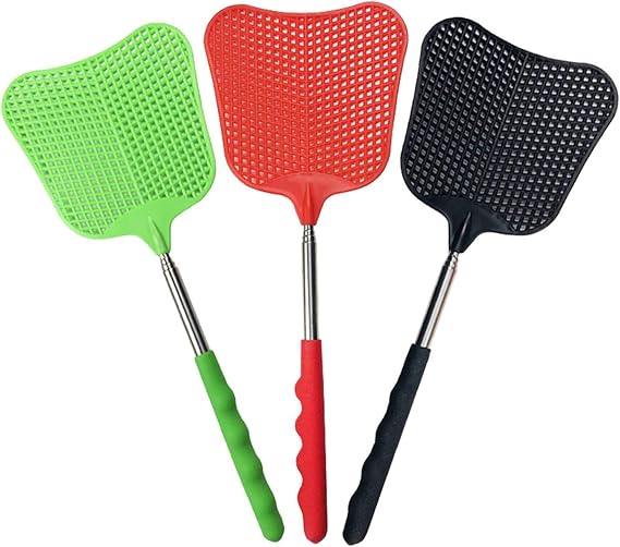 3Pack Fly Swatters Extendable, Plastic Fly Swatter, Telescopic Flyswatter