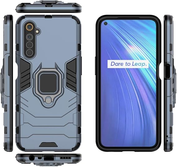 Case for Oppo Realme 6 Case Cover,360 Degree Rotating Ring Holder Kickstand with Magnetic Car Mount Case for Oppo Realme 6 RMX2001 Case Blue