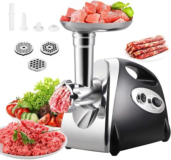 CROWNSHOP 1PC Electric Meat Mincer 2800W Grinder with 7 Attachments | Electric Meat Mincer Grinder – Powerful 2800W motor with 7 attachments, ideal for grinding meat, making sausages and cooking.