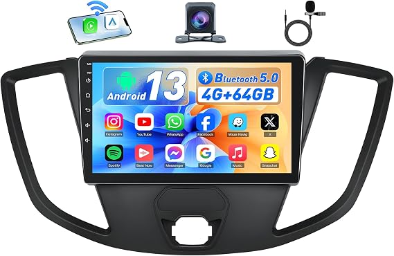 8 Core Car Radio Stereo for Ford Transit 150 250 350 2015-2019: Upgrade 5G WiFi [1280 * 800 HD] 9 Inch Touch Screen Head Unit Replacement with Backup Camera Wireless Carplay GPS FM SWC BT USB 2G+32G