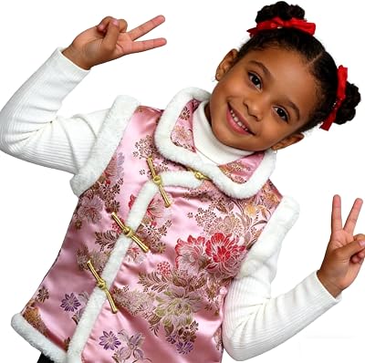 Girl Vest Coat Fleece Quilted Chinese New Year Kids Outfits Traditional Tang Tank Tops