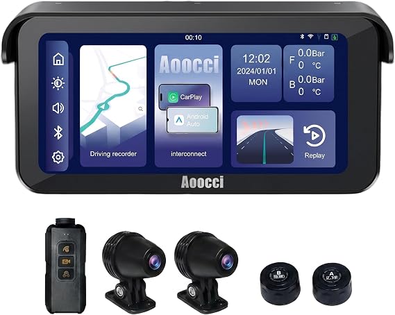 C6 PRO Motorcycle Dash Cam Front and Rear, Motorcycle CarPlay, 1080P Dual Dash Motorbike Camera for Apple CarPlay and Android Auto, GPS & Emergency Lock, 140° Wide Angle, IP67 Waterproof