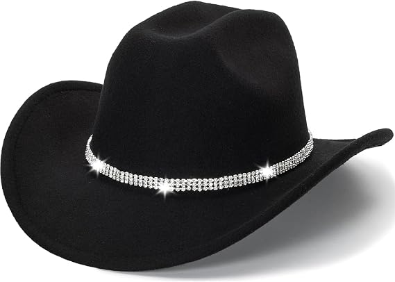 Western Cowboy Hat for Men Women Classic Fedora Cowgirl Hats Buckle Belt