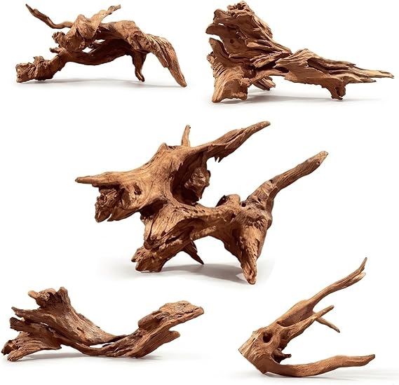 WDEFUN Natural Driftwood for Aquarium Decoration 5 Pieces 5-8 Inch Large Driftwood for Aquarium Decoration on Aquariums, Reptiles, Bearded Dragons or Air Plants