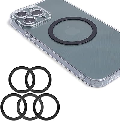 Magnetic Wireless Charger Universal Metal Rings - 5pcs,for MagSafe-Compatible Charger on iPhone 141312 ProMaxMini Case and Samsung Galaxy Black - 5pcs