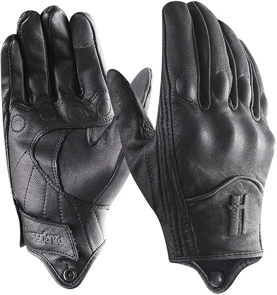 Harssidanzar Mens Touchscreen Full Finger Motorcycle Riding Gloves GM028