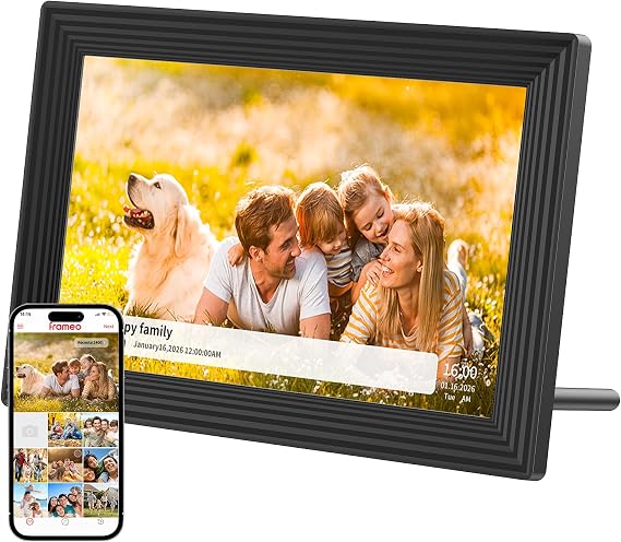 Digital Picture Frame,10.1 Inch Frameo Digital Photo Frame, 1280x800 IPS LCD Touch Screen,16GB, Supports SD Cards,Share Happy Moments Instantly via Frameo App from Anywhere,Best Gifts for Your Loves