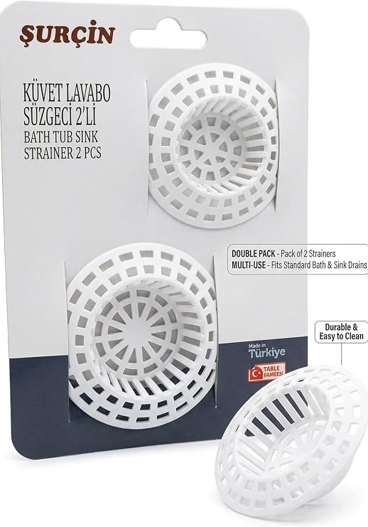 2'li Küvet ve Lavabo Süzgeci Seti - Farklı Boylarda Tıkanıklık Önleyici Plastik Lavabo Filtresi