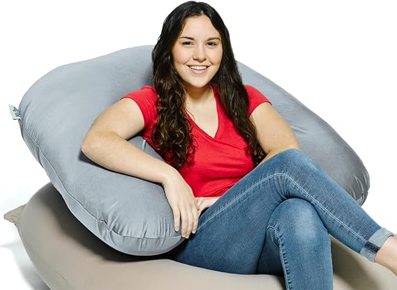 Yogibo Zoola Outdoor Support Pillow, U-Shaped Backrest with Arms, Provides Excellent Lift and Comfort, Water Resistant Patio Furniture, Pebble