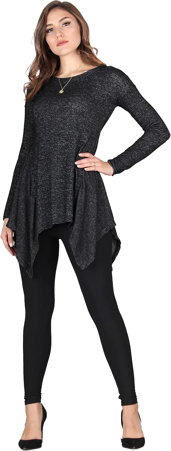 Lildy Women's Shark Bite Tunic, Loose Casual Stretchable Pullover