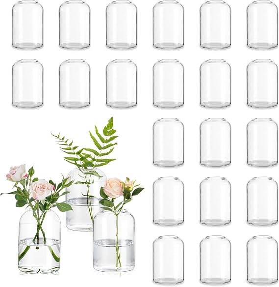Glasseam Glass Bud Vases for Centerpieces: Bulk of 24 Clear Small Vases