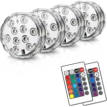 POLENTAT Submersible LED Lights with Remote, 16 Colors 4 Modes Battery Powered Waterproof LED Pool Lights for Pool Pond Bath Tub Hot Tub Decoration (4-Pack) [Energy Class E]