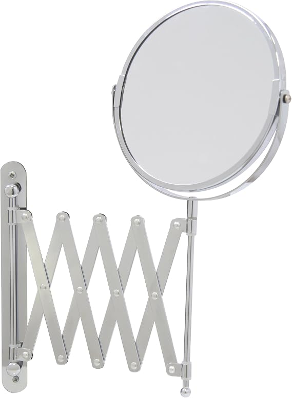 Axxentia Bathroom 282802 Magnifying Wall Mirror Chrome Round 17 cm Diameter 3 times Magnification 57 cm Extendible