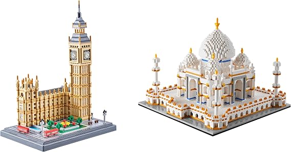 YaJie Taj Mahal and Big Ben Architectural Miniatures Building Block Set, Collectible Model Kit for Adults or Children's Gifts