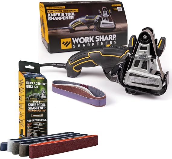 Work Sharp Ken Onion Knife and Tool Sharpener with replacement belts, 7 Speed Motor Control with LED Display