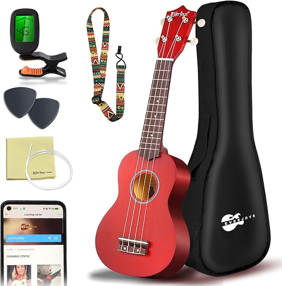 Soprano Ukulele Beginner Kit 21 Inch with Free Online Lesson Fast to Learn | for Kids Adult Student Starter Professional, with Case Strap Tuner Strings Picks