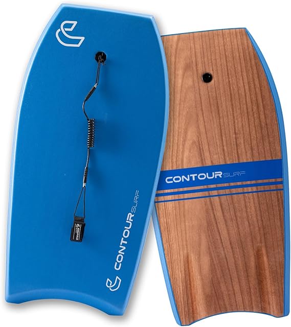 Body Boards for Beach 44 inch Lightweight Durable Body Board with EPS Core Dual Channel Double Swivel Coiled Wrist Leash Ideal Bodyboards for Kids, Teens & Adults