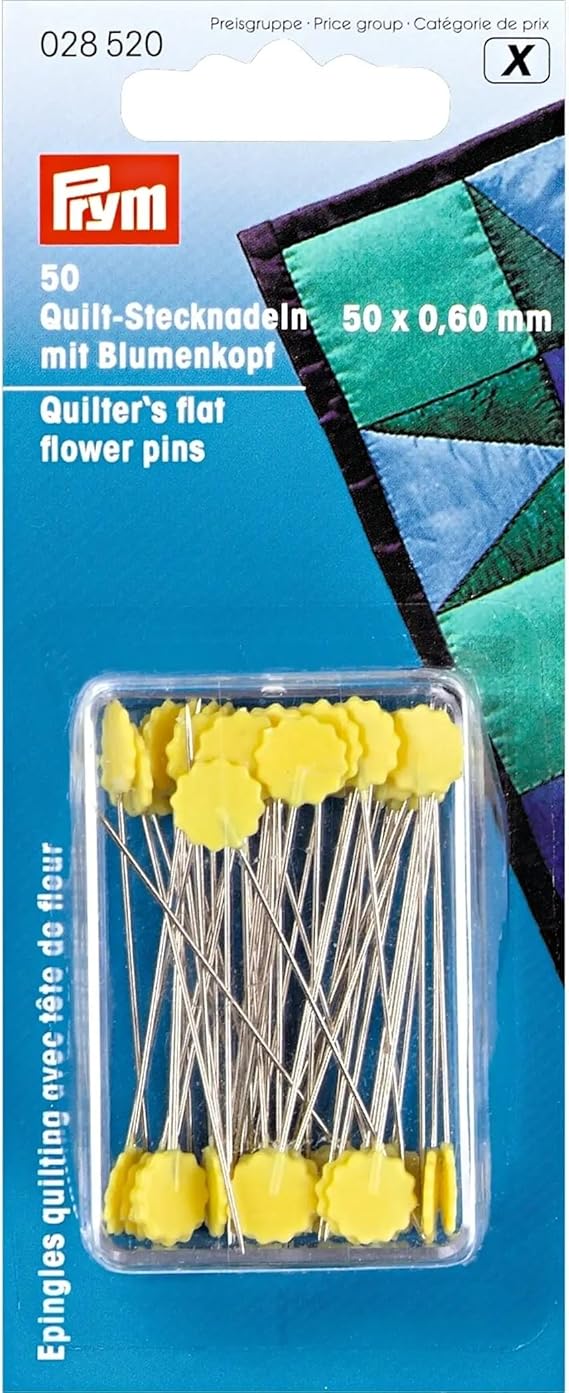 Prym 2" Flat Flower Head Pins, Yellow, 50 pc