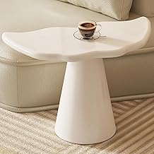 Miuuod Cloud Shape Side Table, Irregular Cloud Small End Table with Cone Base, Cream White Accent Table for Living Room Bedroom Sofa Corner, Modern Lightweight Bedside Table for Home Decor & Display