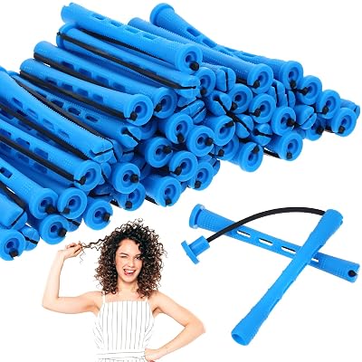 60 Pcs Perm Rods For Short Hair, Eatless Curling Rod Small Flexi Rods, Perm Rollers Plastic Blue Hair Rollers for Women Diy Hair Curler Styling Tools Hairdressing Hair