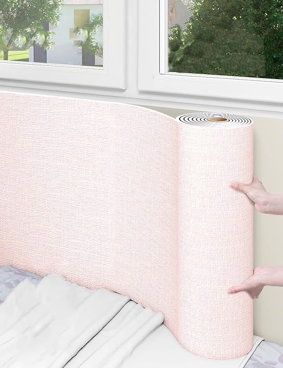 Waterproof Self-Adhesive Wall-Paper Roll 5MM XPE Foam Moisture-Proof Soundproof Thermal Insulation Ceiling Wallpaper Peel and Stick Wall Sticker Panels Covering for Walls Decor(Pink,50cmx100m)