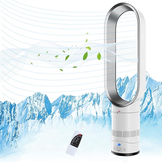 Bladeless Tower Fan, 22 Inch Quiet Oscillating Fan with Remote Control, 8 Speeds, 9H Timer, LED Display, Easy to Clean, Floor Fan