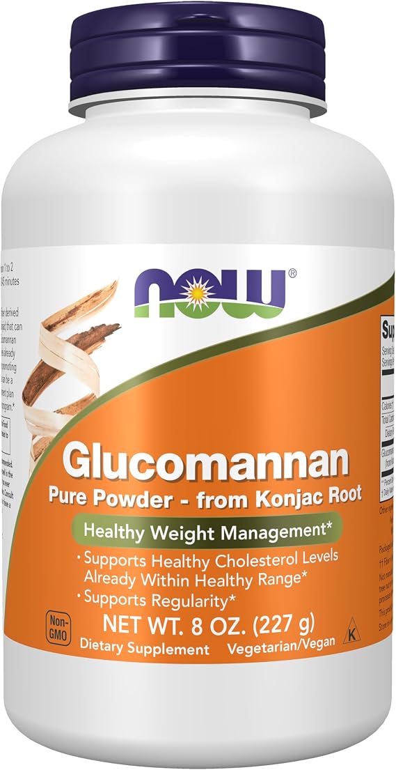 NOW Foods Supplements, Glucomannan (Amorphophallus konjac) Pure Powder, Supports Regularity*, Healthy Weight Management*, 8 Ounce (Pack of 1)