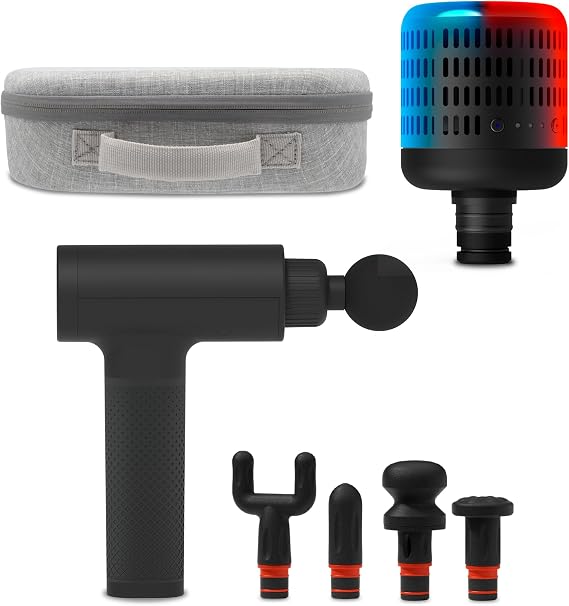 Sharper Image Powerboost 3.0 Deep Tissue Massage Gun Bundle with Hot & Cold Dual Temperature Attachment